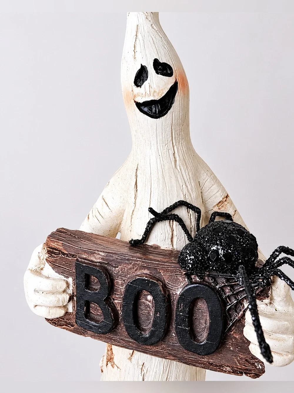 Halloween Ghost BOO Sign Spider Figure 16” Rustic Farmhouse Mantel Decor